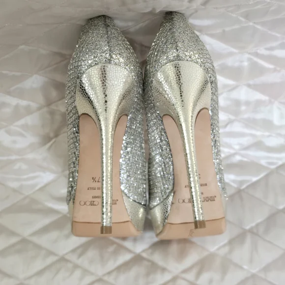 Jimmy Choo Gold Glitter Platform Pumps - Women's - Picture 4 of 6